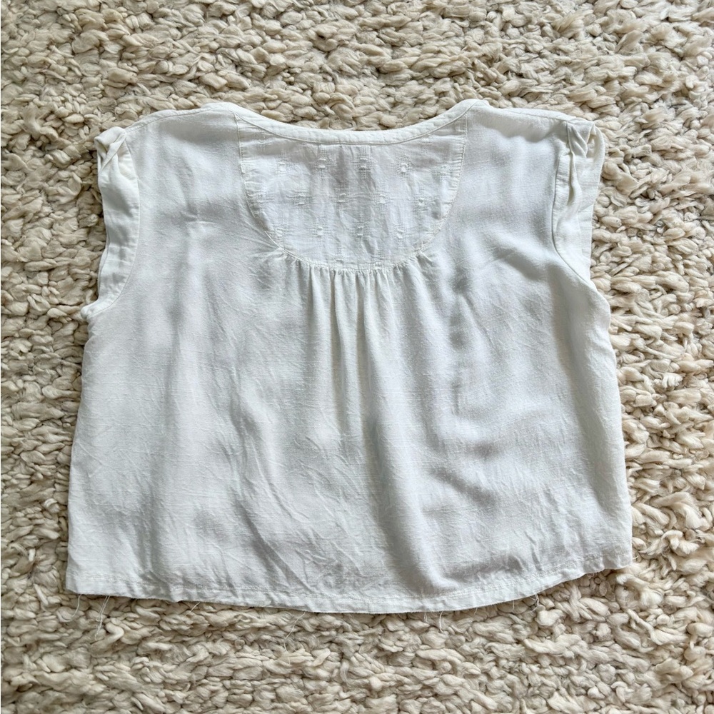 Roxy White and Tan crop Blouse XL - Picture 2 of 10